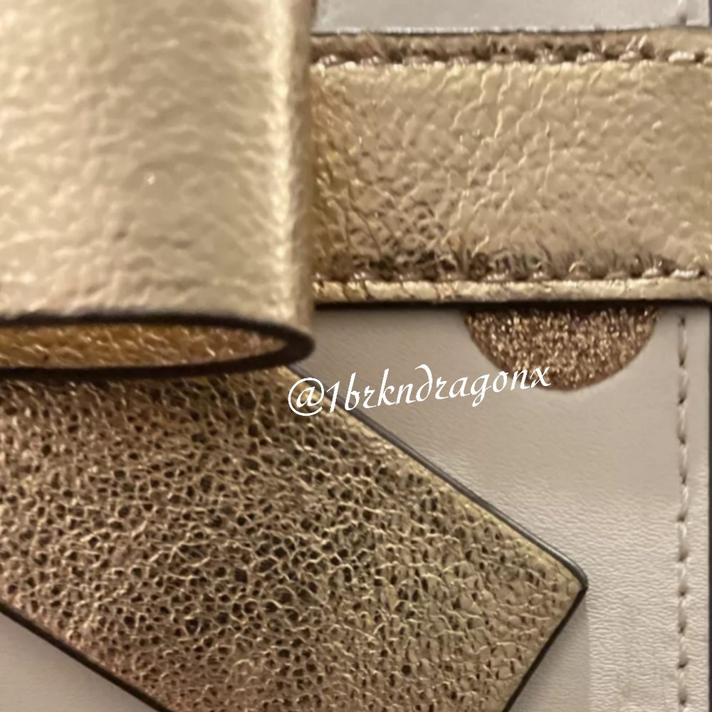NWT Prom Gold Polka Dot Kate Spade Crossbody It's A Present Metallic HandBag - Picture 2 of 14